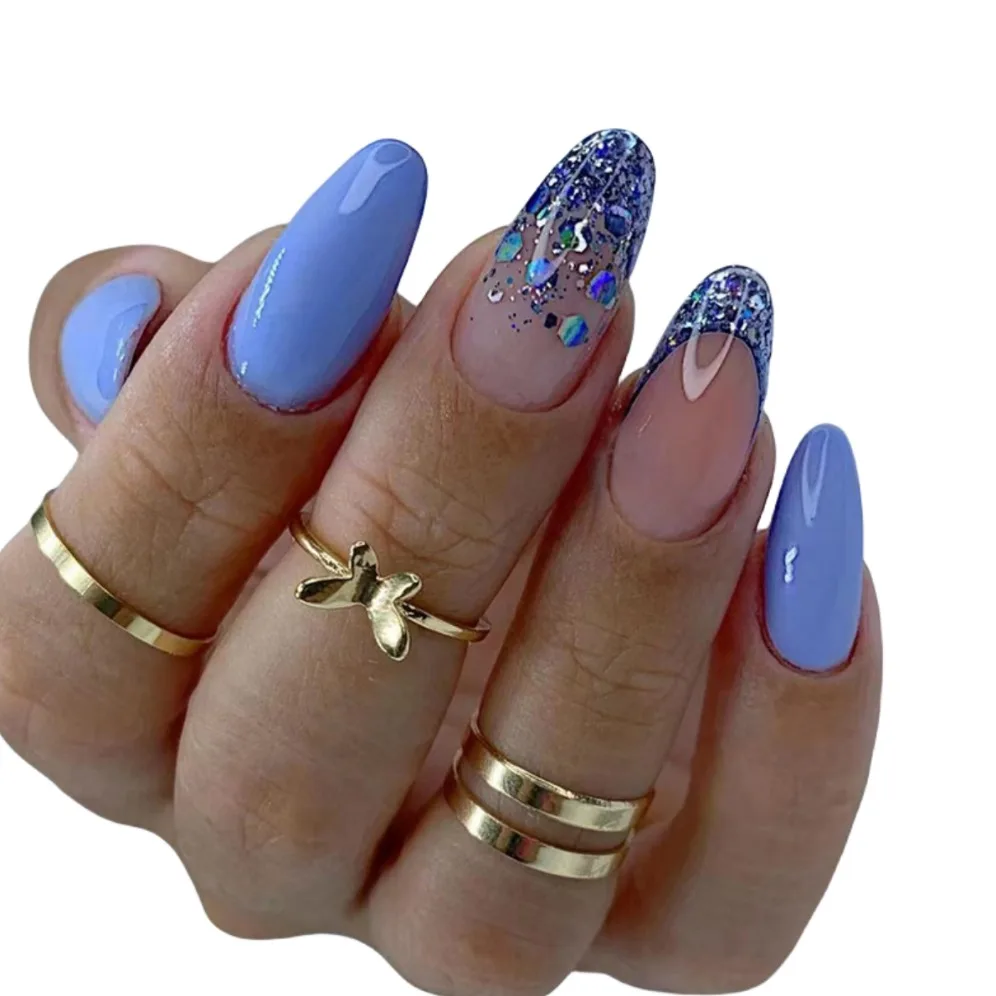 blue almond nails