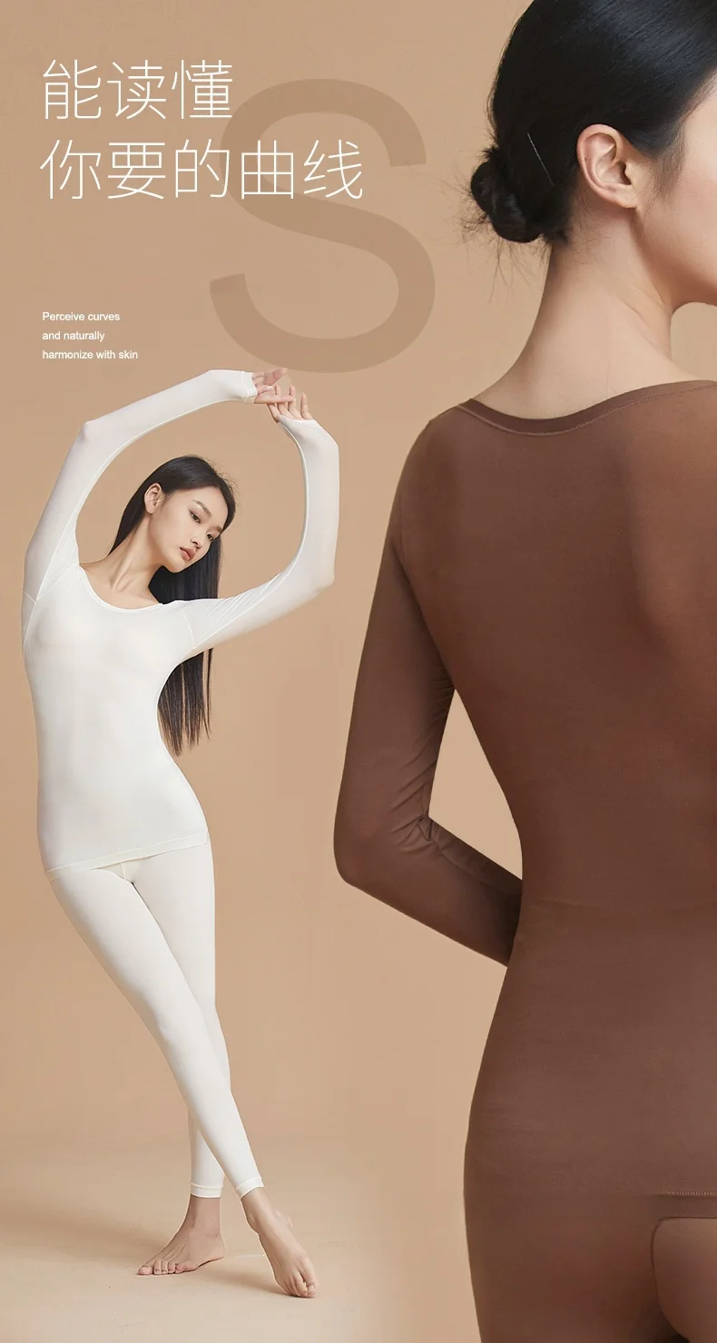 Description Picture 6 of itemWomen's Thermal Underwear Sets Long Johns Winter Warm Lingerie Long-Sleeved Trousers 2 Pieces Seamless Thermal Top