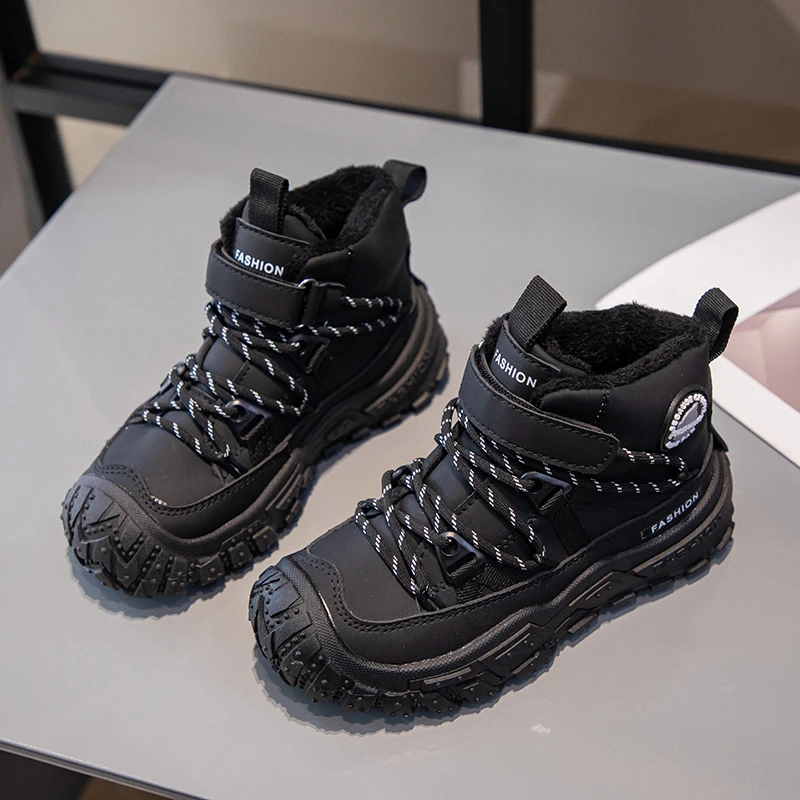 Kids Shoes Anti-slip Wear-resistant Hiking Shoes Children Boys Winter Outdoor Sports Shoes Warm Cotton Snow Boots