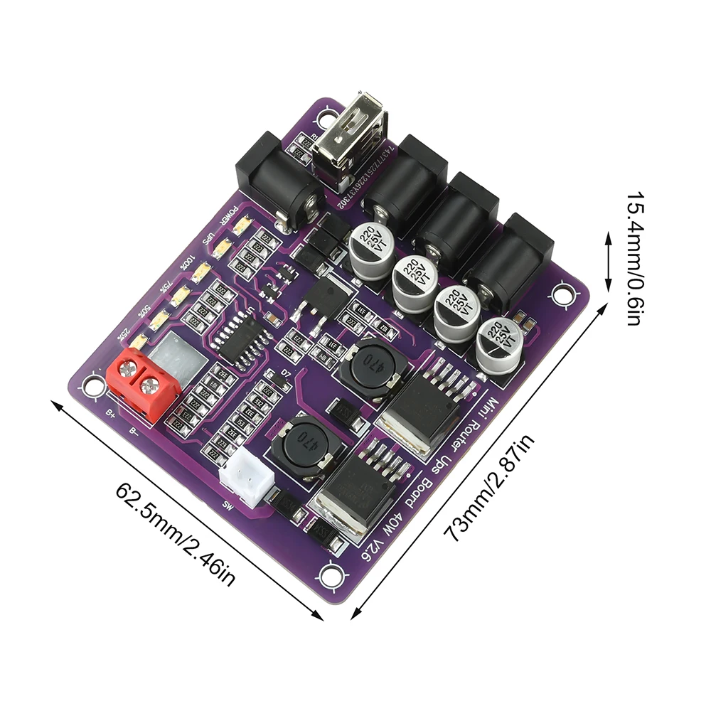 USB 40W Kesintisiz Güç Kaynağı Modülü 4 Kanallı Çıkışlı Pil Şarj Kartı Yönlendirici UPS Güç Modülü Pil Göstergesi
