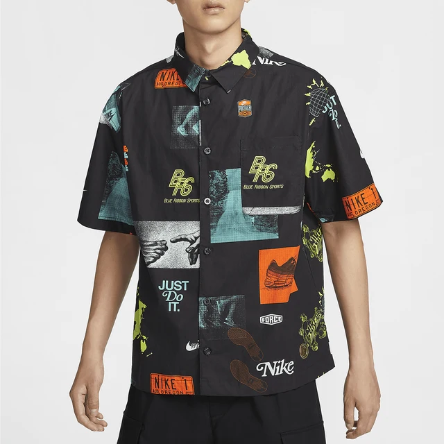 Nike officiel véritable vêtement de sport homme rétro revers imprimé chemise T-Shirt HM4453-010 1