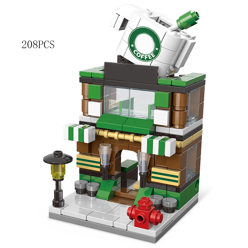 thumbnail image 1 of Mini Tienda Mercado Vista de la calle Conjuntos Modelo Bloques de construcción Restaurante de hamburguesas Tienda minorista Arquitectura creativa Amiga Chica Ciudad, 1 of 5