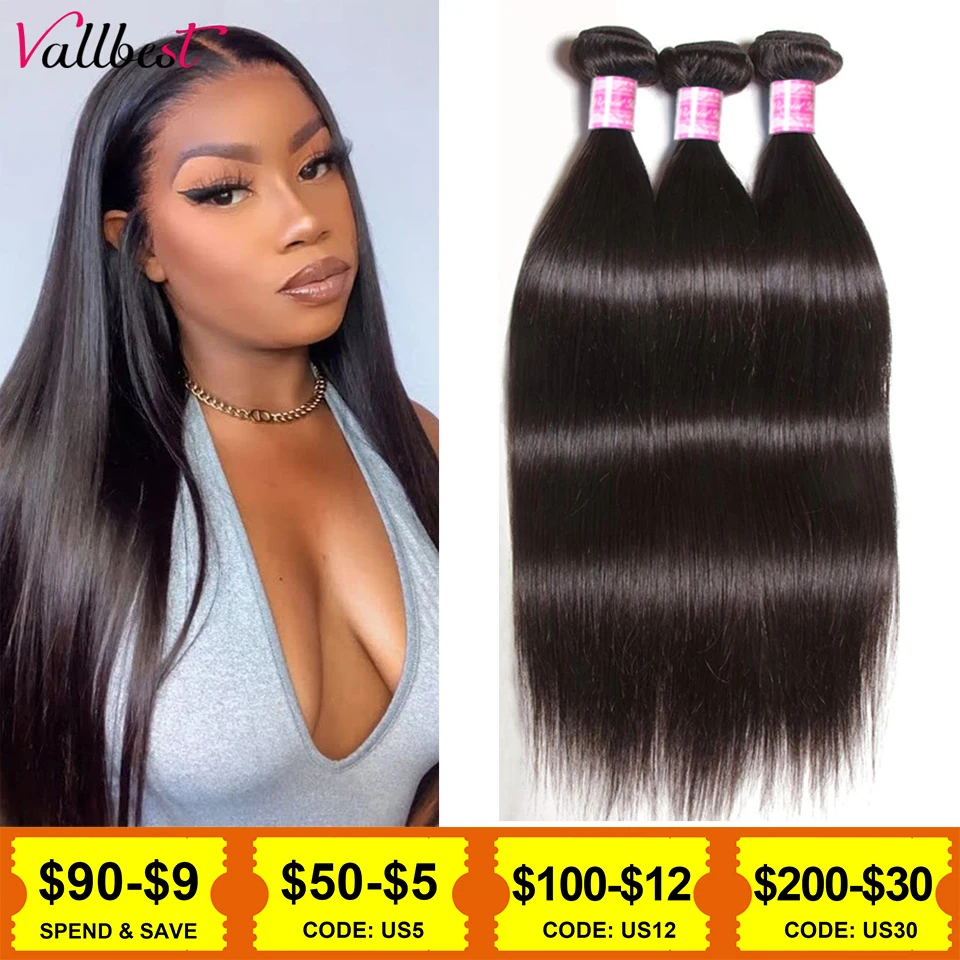 Human Hair Extensions Vallbest Straight Human Hair Bundles 8-32 Inch Hair Weave Brazilian Straight Bundles Human Extensions Can Be Dyed
