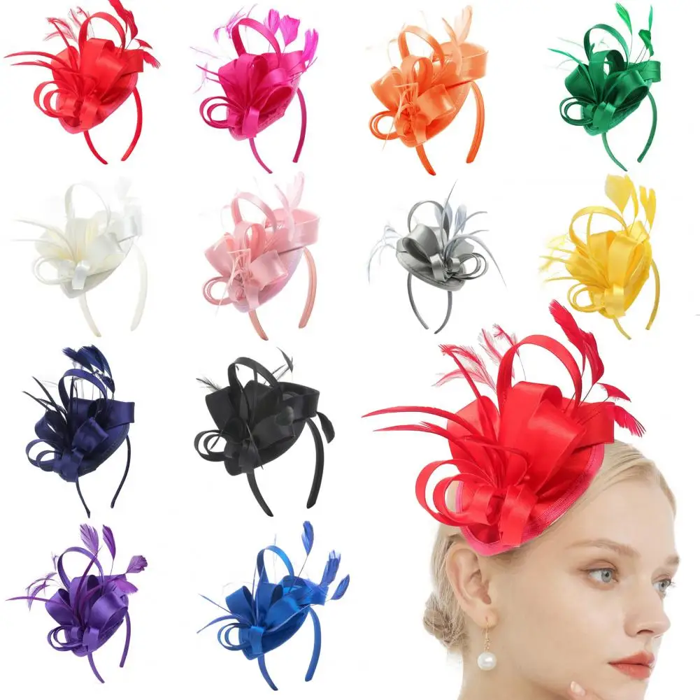 

Fascinators Hat with Headband Clip Feather Embellished Headpiece Tea Party Wedding Cocktail Girls Performance Hat Party Headwear
