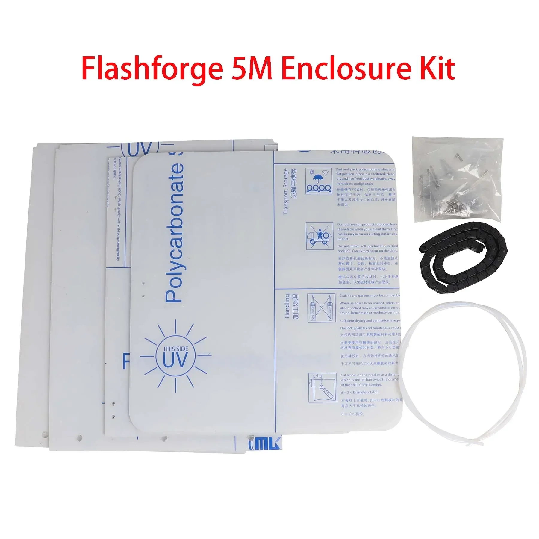 Flashforge Adventurer 5M AD5M 3D Printer DIY Enclosure Panel Kit With Printed Parts Clear Polycarbonate PC Sheet 3mm