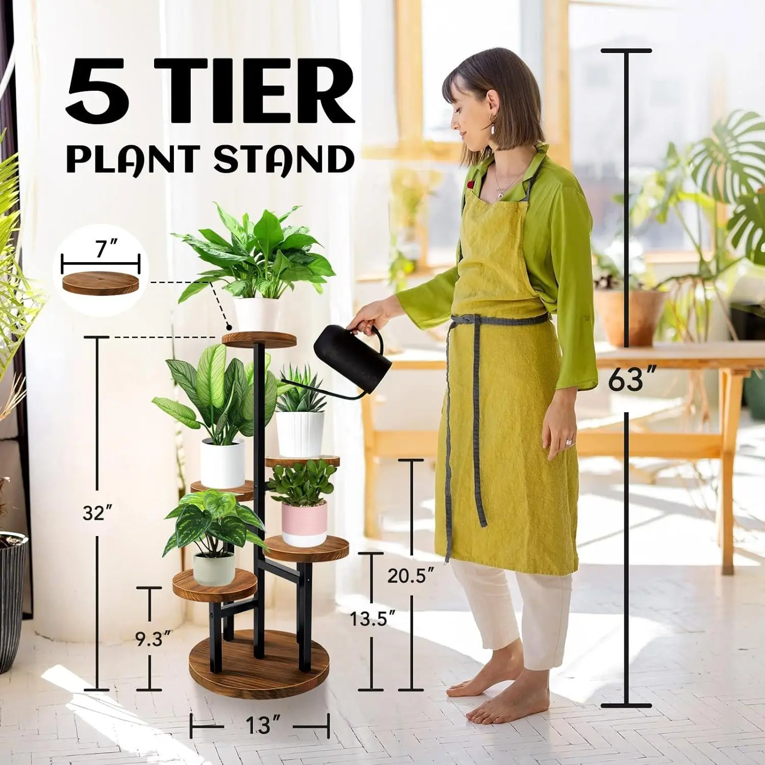 Modern Iron Plant Stand Indoor/Outdoor Multi-Tier Flower Shelf Living Room Balcony Succulent Potted Plants Display Storage Rack