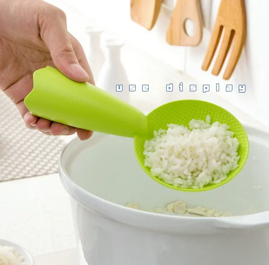 Non-Stick Plastic Rice Spoon Cute Smiley Face Rice Spatula Scoop Cooker Long Cooking Rice Scoop Kitchen Utensil Tableware Tools