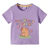 Capybara Kids Funny Cotton T-shirt 3-10Years Children Short Sleeved Summer Tees 2025 New Capibara Girls Casual Tops Boy Clothes 3