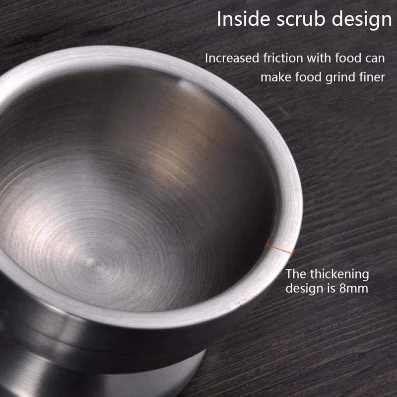 

Stainless Steel Mortar Pestle Set Garlic Spice Grinder Pharmacy Herbs Bowl Mill Grinder Kitchen Tool