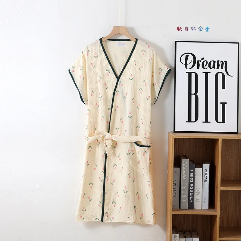 Women's multi-colors flower printing short sleeve bath towel bathrobe Sleepwear Nightgown Home