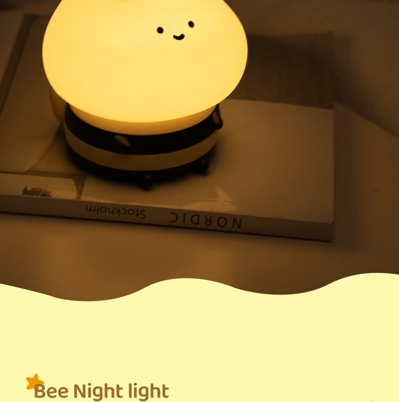 LED Night Lights Bee Creative Bedside Room Decoration Atmosphere LED Light Desk Lamp Nightlight for Kids Christmas Birthday Gift
