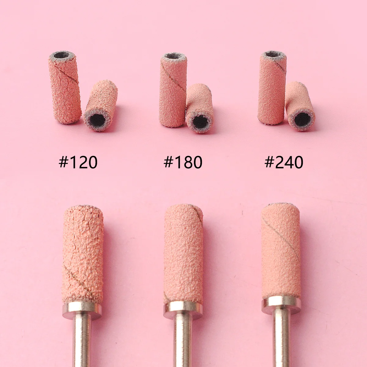 80pcs/box Pink 3.1mm Mini Sanding Bands Kits Nail Drill Bits Mandrel Sets Electric Manicure Accessories Tool Dead Skin Remover 5