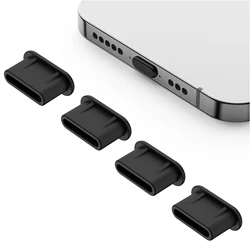 Universal USB - C Dust Plug Anti - Dust Charging Port Caps (4PCs Black)