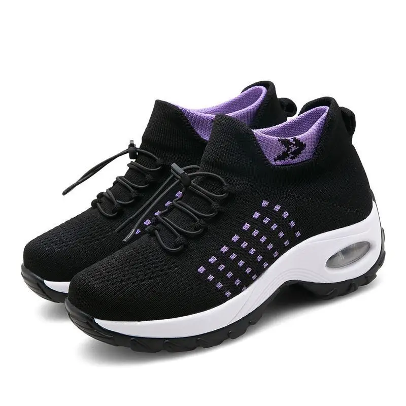 Sneakers Womens Air Cushion Athletic Walking Shoes Breathable Sport Lace Up Hight Platform Casual Shoes
