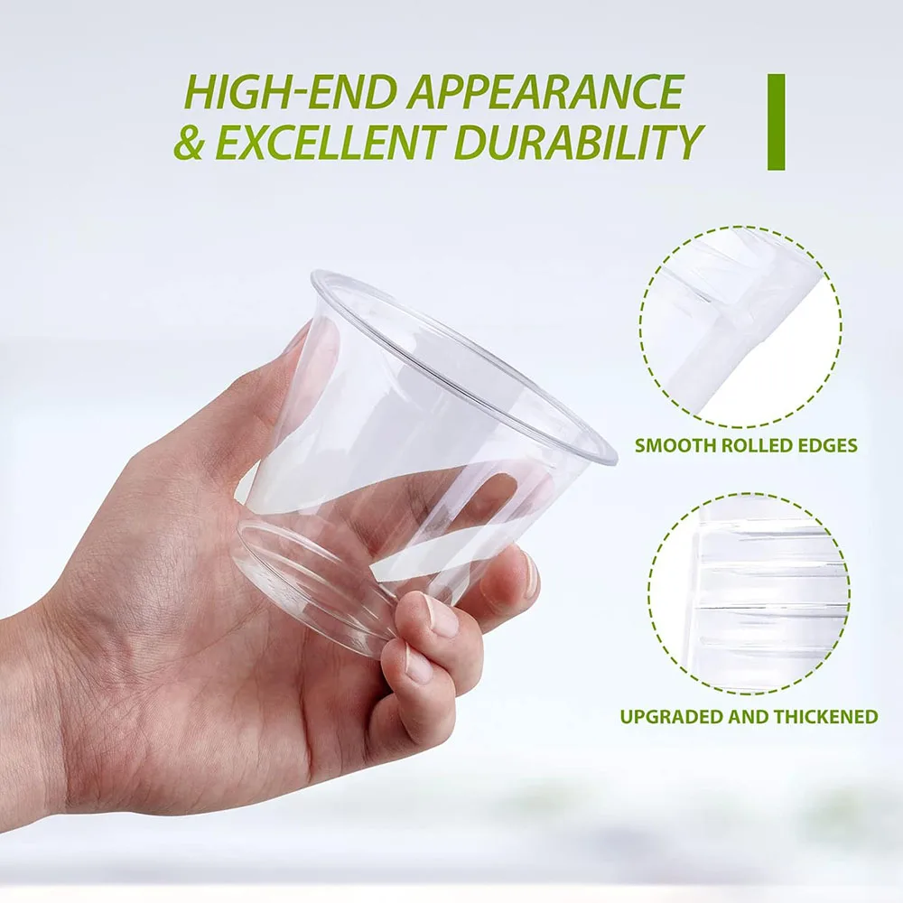 9 oz Clear Plastic Cups, Disposable Plastic Drinking Cups, Crystal Clear PET Cups for Parties, Wedding, Christmas Day