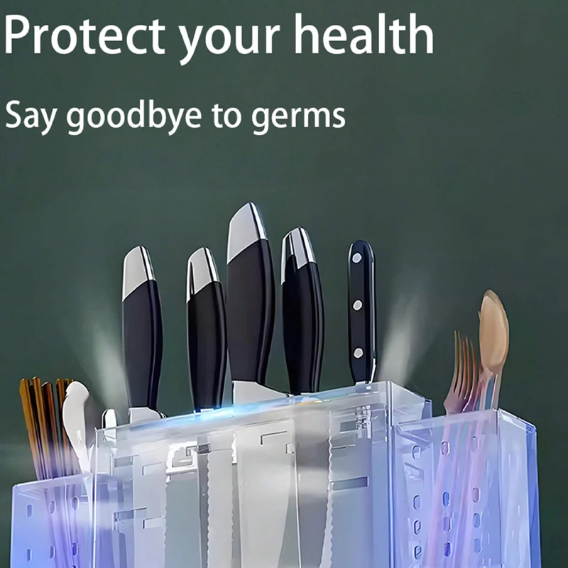 Stainless Steel Mounted Stand Knife Holder,Cutlery Storage Rack,Spoon Forks Organizer,Container with Drying Drainer
