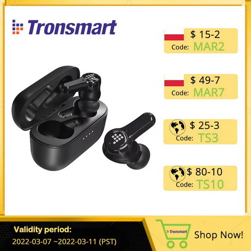 Наушники Tronsmart Onyx Apex с активным шумоподавлением Bluetooth 5 2 настоящие Беспроводные