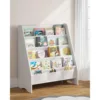 Sturdy Kids Bookshelf for Kids Room with Tear-Proof Oxford Sling, Ideal Height for Quick Book Access, White/Wood Texture 1