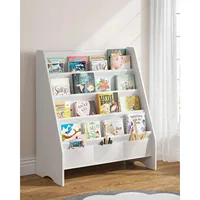 Sturdy Kids Bookshelf for Kids Room with Tear-Proof Oxford Sling, Ideal Height for Quick Book Access, White/Wood Texture 1