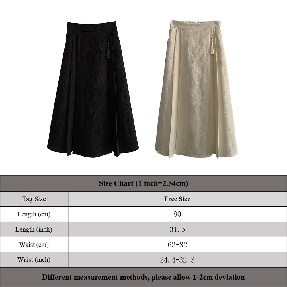 Traditional Chinese Style Horse Face Jacquard Skirt Women's Retro High Waist Wide Skirt with Large Hem and Pendant Decoration