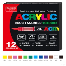 Vibrant 72-Color Acrylic Brush Pens for Creative Art Projects (12 colors)