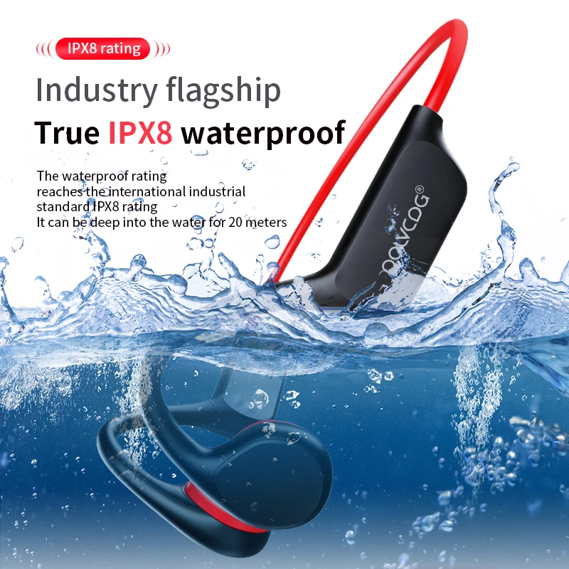 POLVCDG Bone Conduction Headset IPX8 32GB Bluetooth 5.3 Wireless Swimming Headset with Microphone Waterproof Exercise Fitness - Image 3