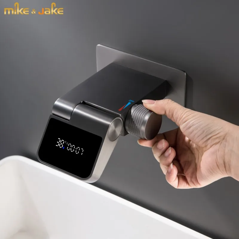 

Смеситель для ванной комнаты, настенный кран холодной и горячей воды с температурным дисплеем