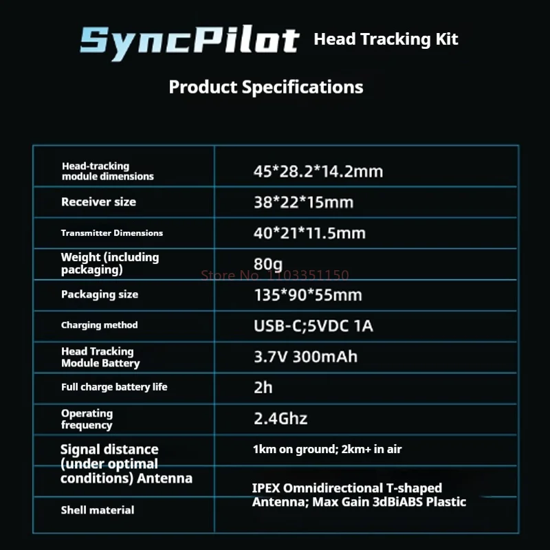 Kit FPV Head Tracker + Syncpilot Receiver + Servo Gimbal + VTX Mount Fan