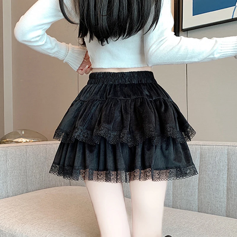 y2k Mini Skirt Women Coquette Clothes Lolita Fairycore High Elastic Tiered Ruffle Skirts Goth Lolita Skirts Streetwear