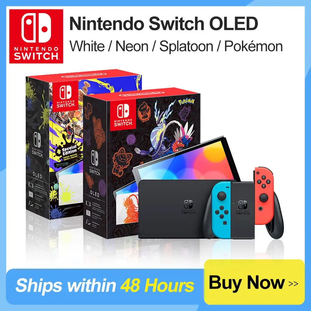 

Nintendo Switch OLED Game Console White Neon Set and Splatoon 3 Pokemon Scarlet Violet Limited Edition 3 Game Modes