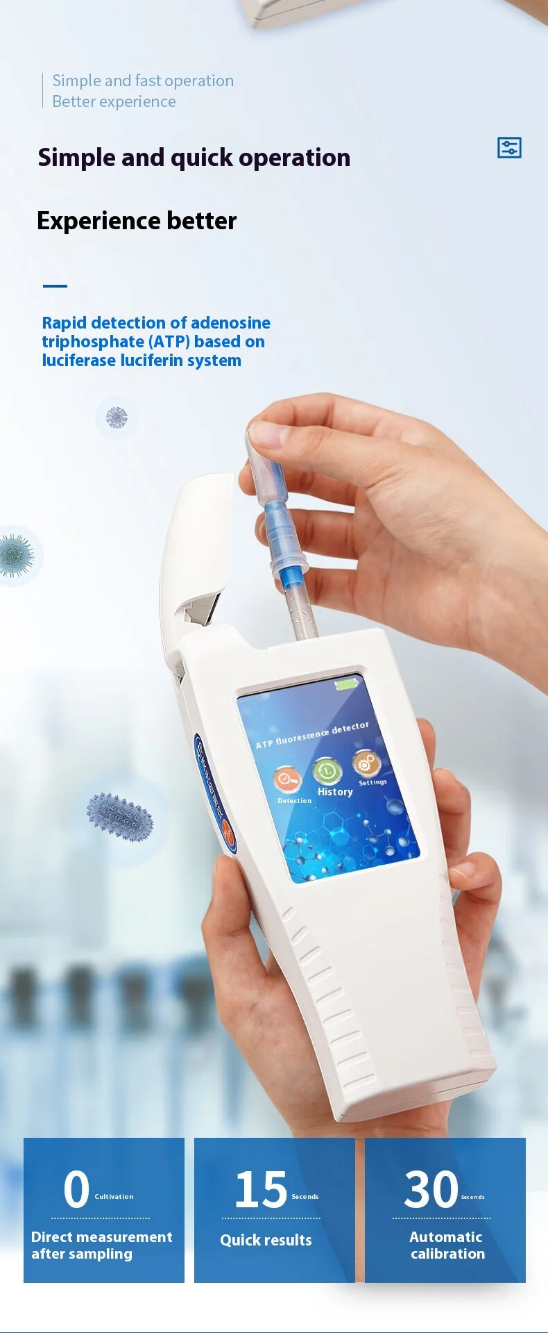 ATP Fluorescence Detector Hotel Uses Bacteria Microbial Surface Cleanliness Test