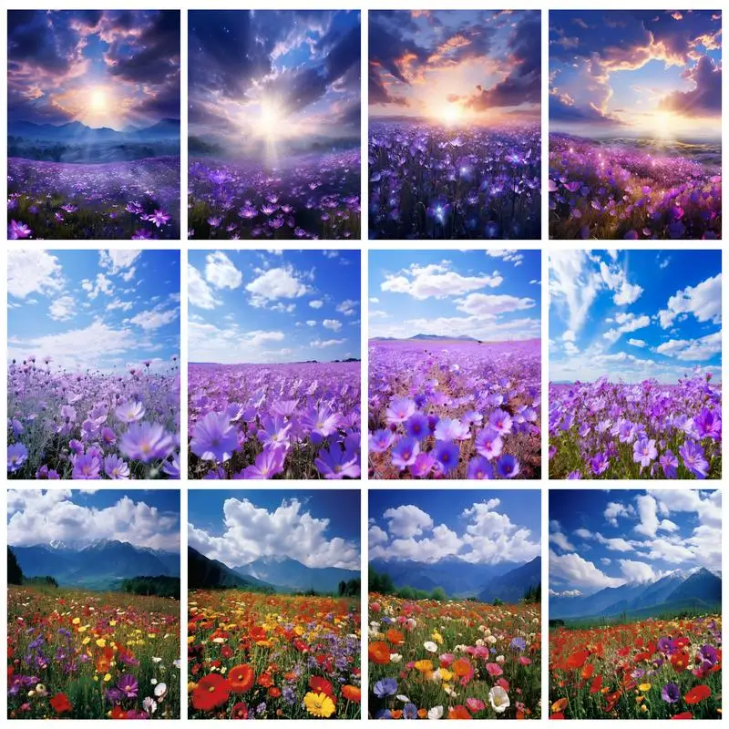 

RUOPOTY DIY Diamond Painting Landscape Flower Cross Stitch Kit Full Square/Round Embroidery Mosaic Art Rhinestone Decoration