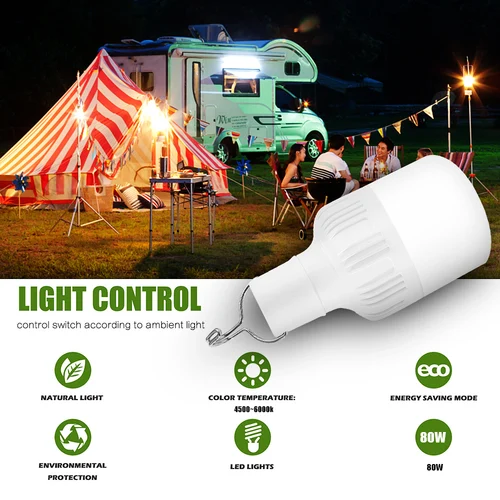 후크가 달린 휴대용 비상 LED 조명, USB 충전식 야외 텐트 랜턴 램프, 바베큐 낚시 캠핑 정원 조명 전구 2