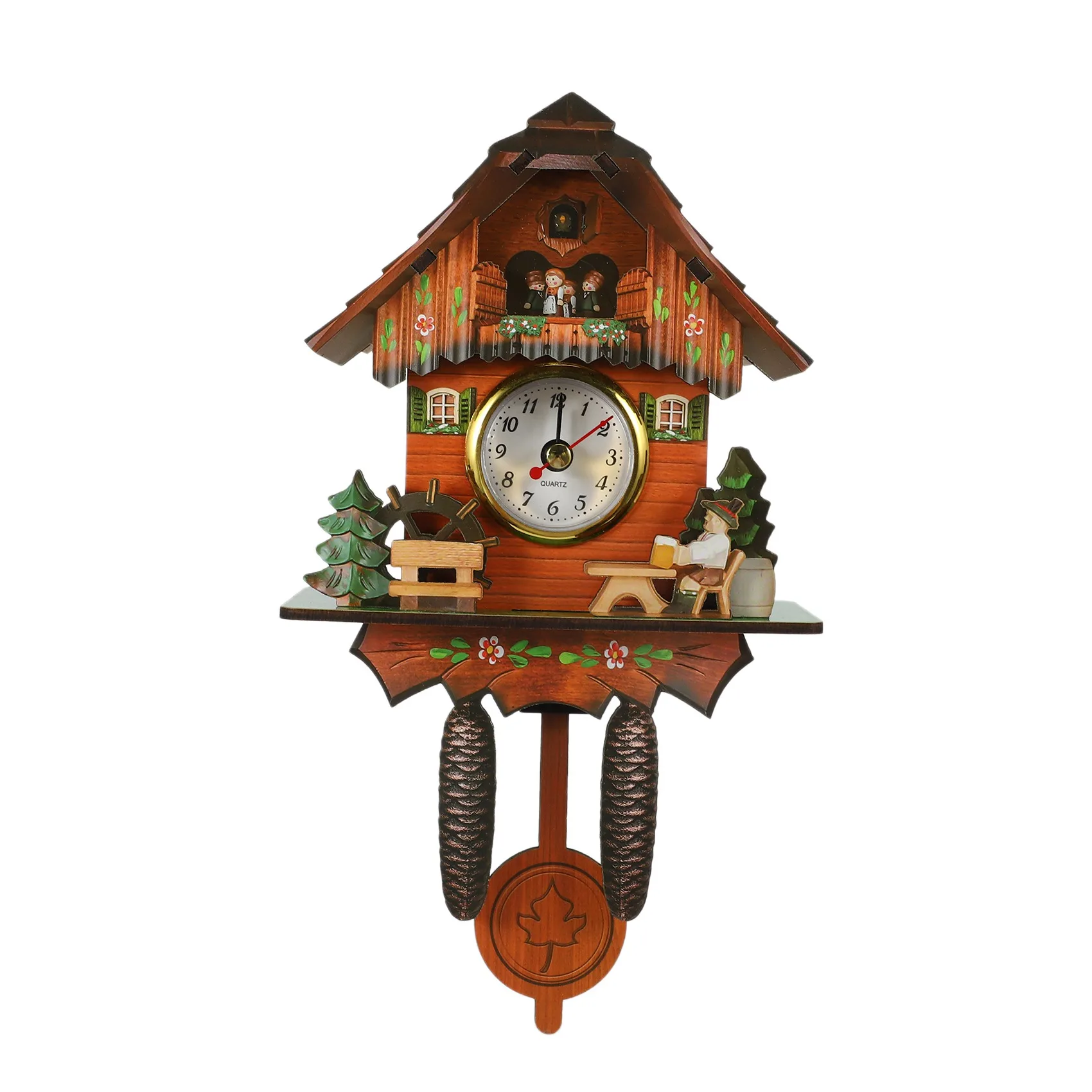 

Antique Wooden Wall Clock Bird Time Swing Alarm Watch Home Art Decor 0