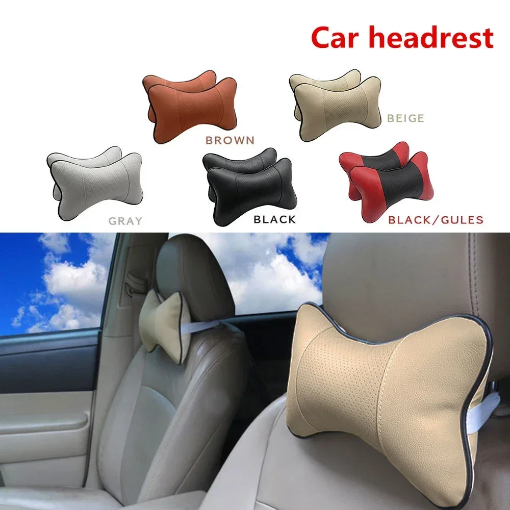 

Car Leather Safety Pillow Auto Universal Headrest Breathe Car Auto Seat Head Neck Rest Cushion Pillow Auto Memory Cutton Pillow