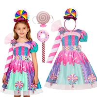 Déguisement pour enfants, robe bonbon arc-en-ciel avec bandeau, Costume de Cosplay sucette, robe pour enfants, cadeau de fête d'anniversaire et de carnaval, 2026 1
