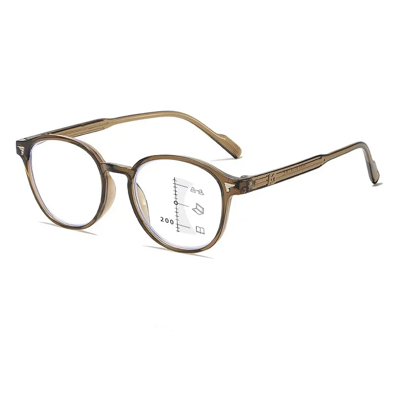New Retro Progressive Multifocal Round Reading Glasses Far and Near Dual-purpose Presbyopia Glasses Anti Blue Light Eyewear 4