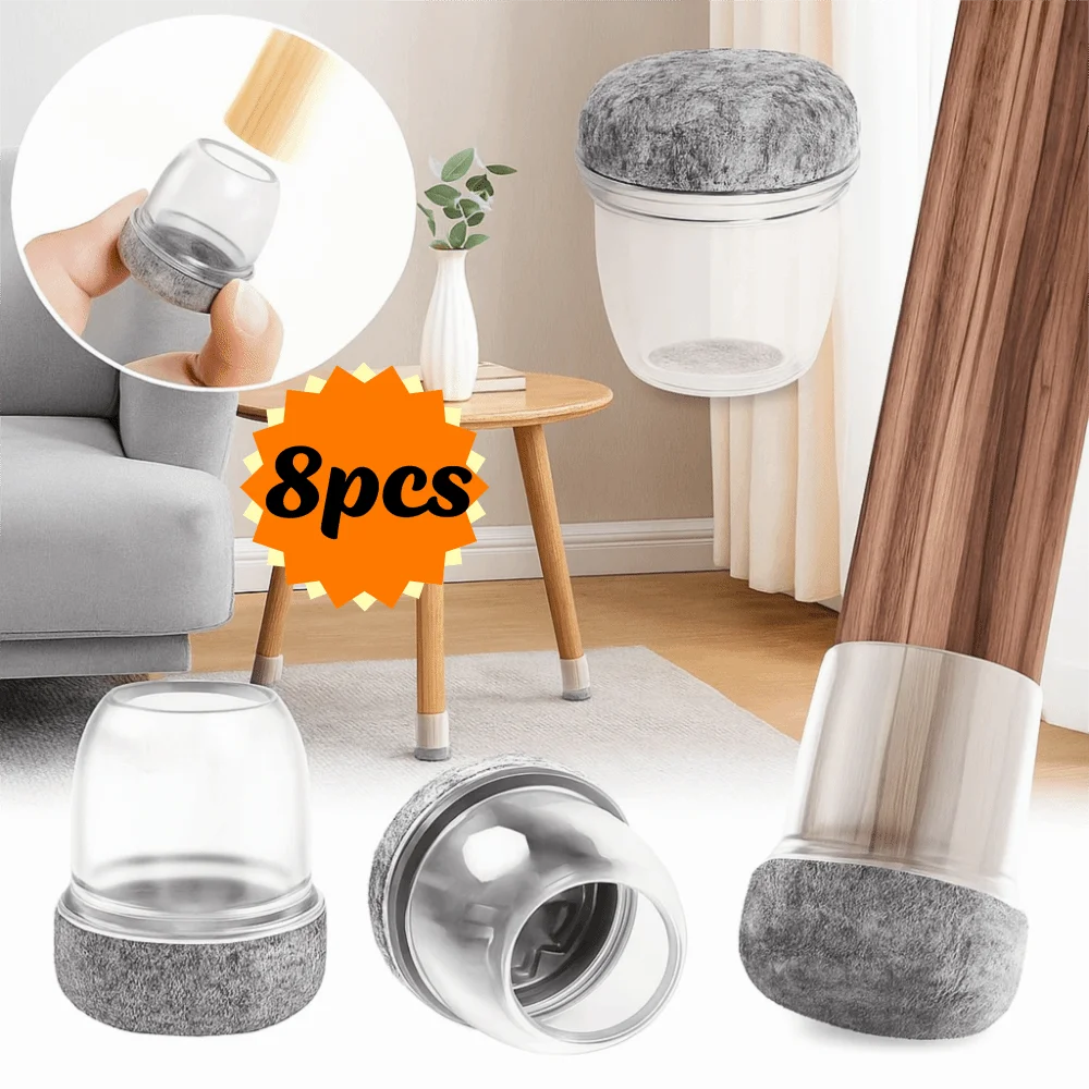 8pcs Non-slip Chair Leg Floor Protectors Wear-resistant Resilient Furniture Feet Pad Scratch-proof Thickened