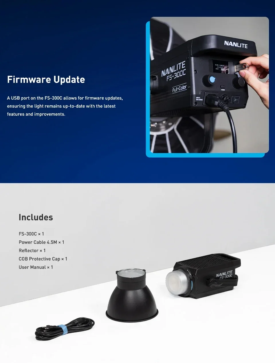 Nanlite FS-300C RGB Continuous Video Light 2700K-7500K LED Photography Lighting