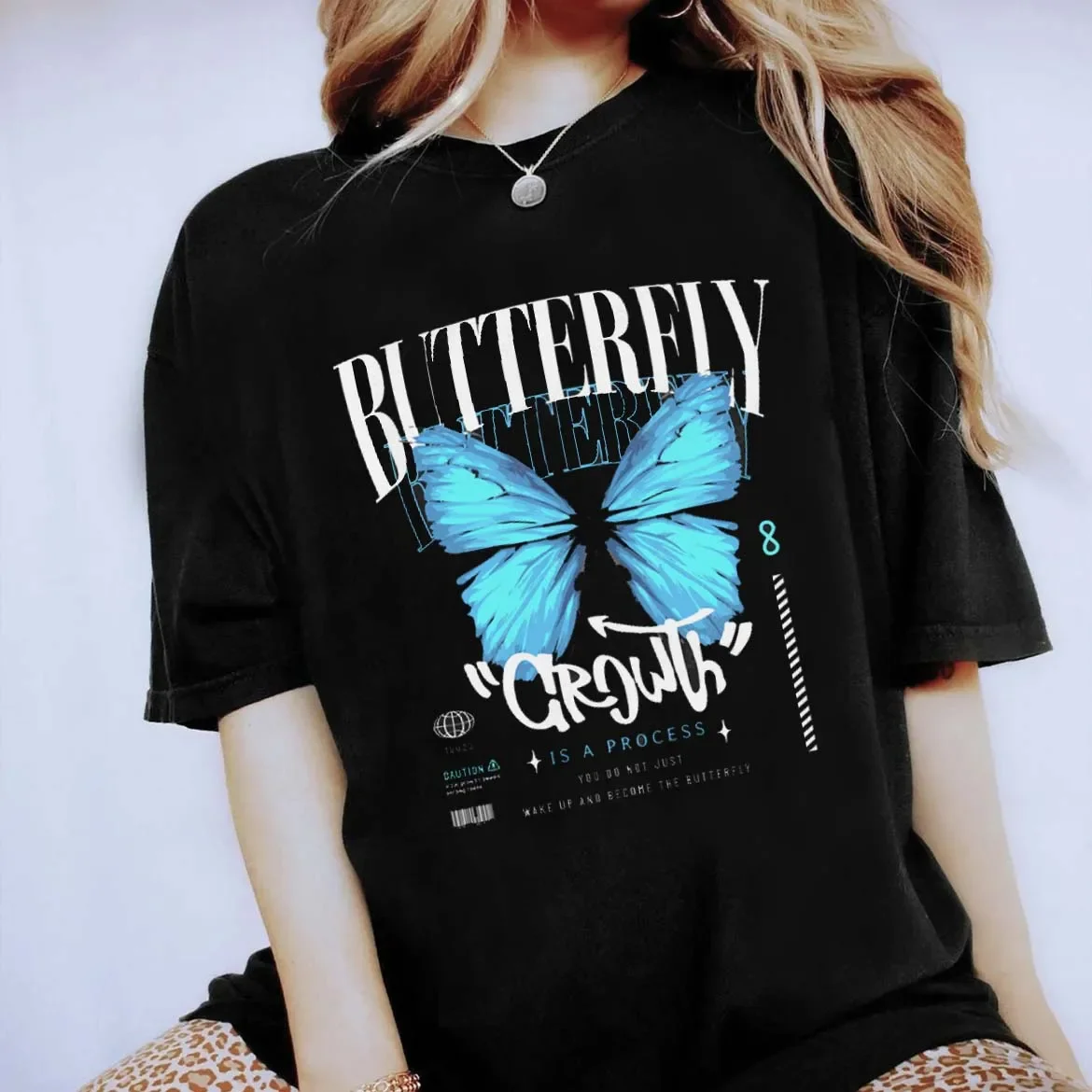 

T-shirt Cute Casual Style Fashion Clothing Short Sleeve Butterfly Print Women's Pattern T-shirt Women's Fashion Women's T-shirt.