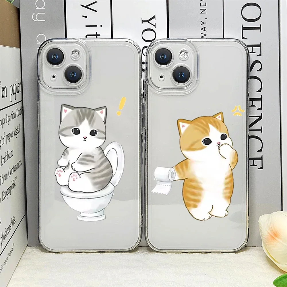 Charming Cartoon Cat Couple Shockproof Phone Case Cover
