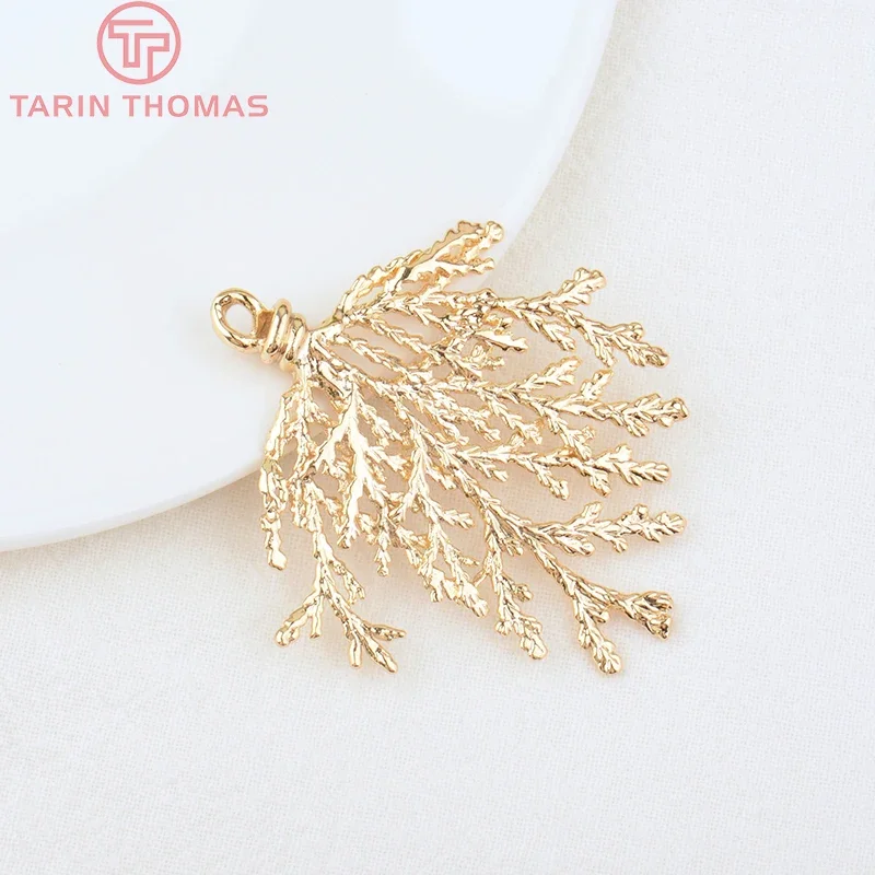 

Латунные подвески с отверстием 3 мм, 2 шт., 24 к, 48 Х54 мм