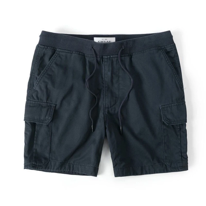 Men Summer Cargo Shorts Pants Elastic Waist Camouflage Shorts Multi-Pockets Casaul Straight Cut Drawstring Trendy Beach Shorts 6