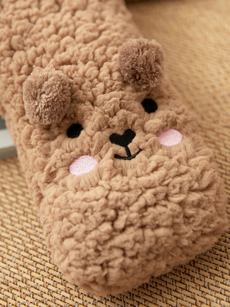 Plush Coral Winter Warm Cashmere Cartoon Fleece Socks Women Girls Thick Thigh Stockings Cute Home Sleep Floor Female Soft