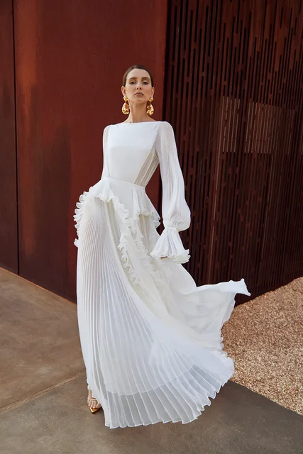 Customized Women's Romantic O Neck Ceremony Dress Elegant Long Party Wedding Cocktail A-Line Prom Dress ﻿robe de soirée luxe 1