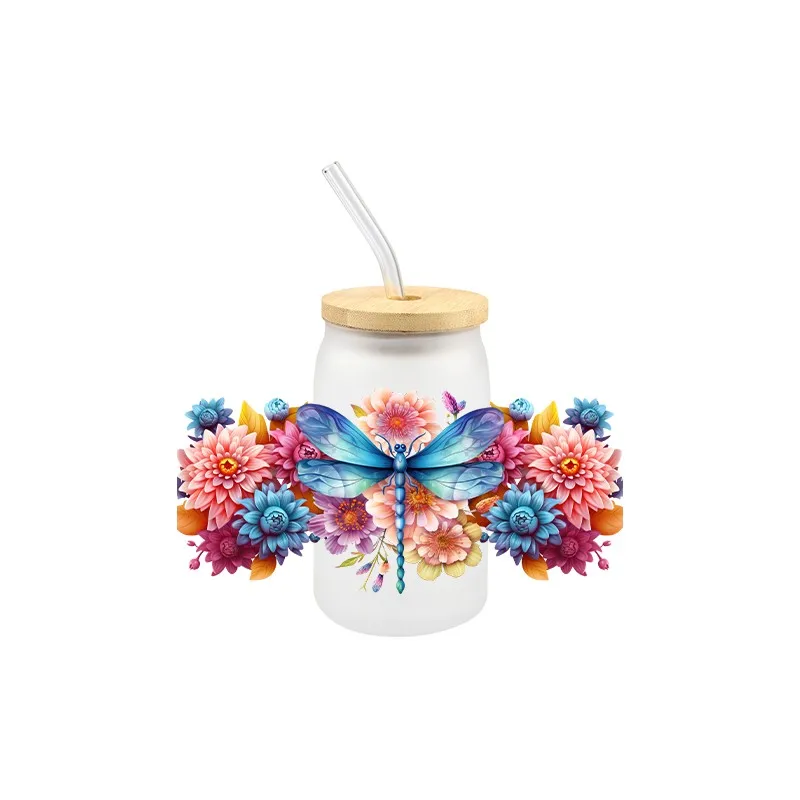 Dragonfly 3D UV DTF Transfer Sticker For Wraps Cup High Quality Waterproof DIY Sticker Libbey Glass Cup