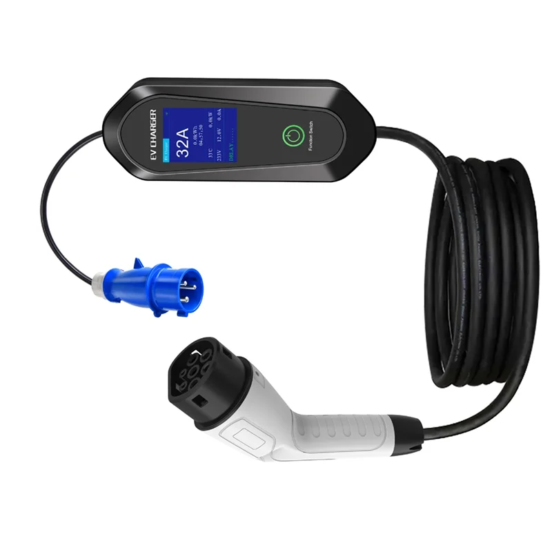 N88R 7KW 32A Wifi APP 및 Bluetooth 제어 기능이 있는 1상 휴대용 EV 충전기, 고속 전기 자동차 충전 케이블