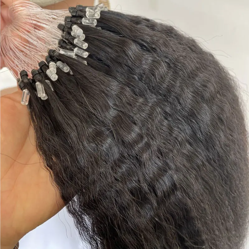 Microlink Hair Extensions Human Hair Kinky Straight Microbead Extensions Remy I Tip Loop Rings