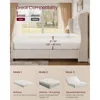 Bed Frame with Tall Headboard,Upholstered Platform Bed Frame King Size,with Wingback Tufted Headboard and Footboard,Wooden Slats 4