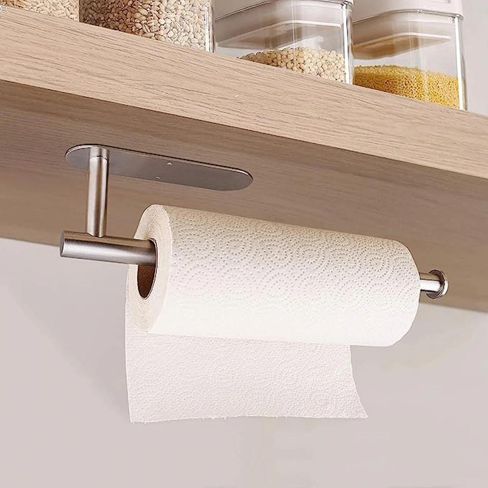 

Stainless Steel Paper Towel Holder Self Adhesive Under Cabinet Kitchen Bathroom Paper Towel Holder